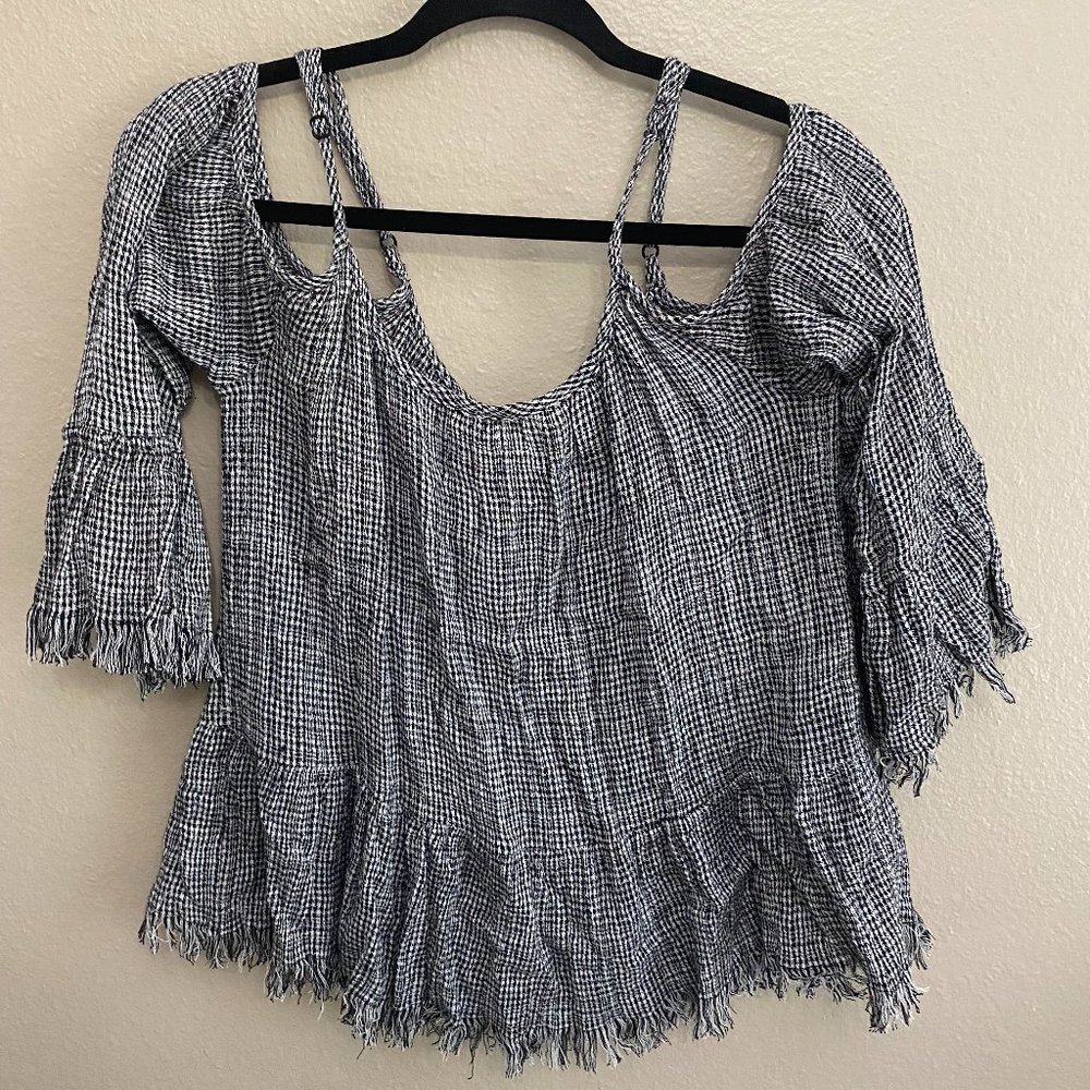 Checkered off the shoulder top